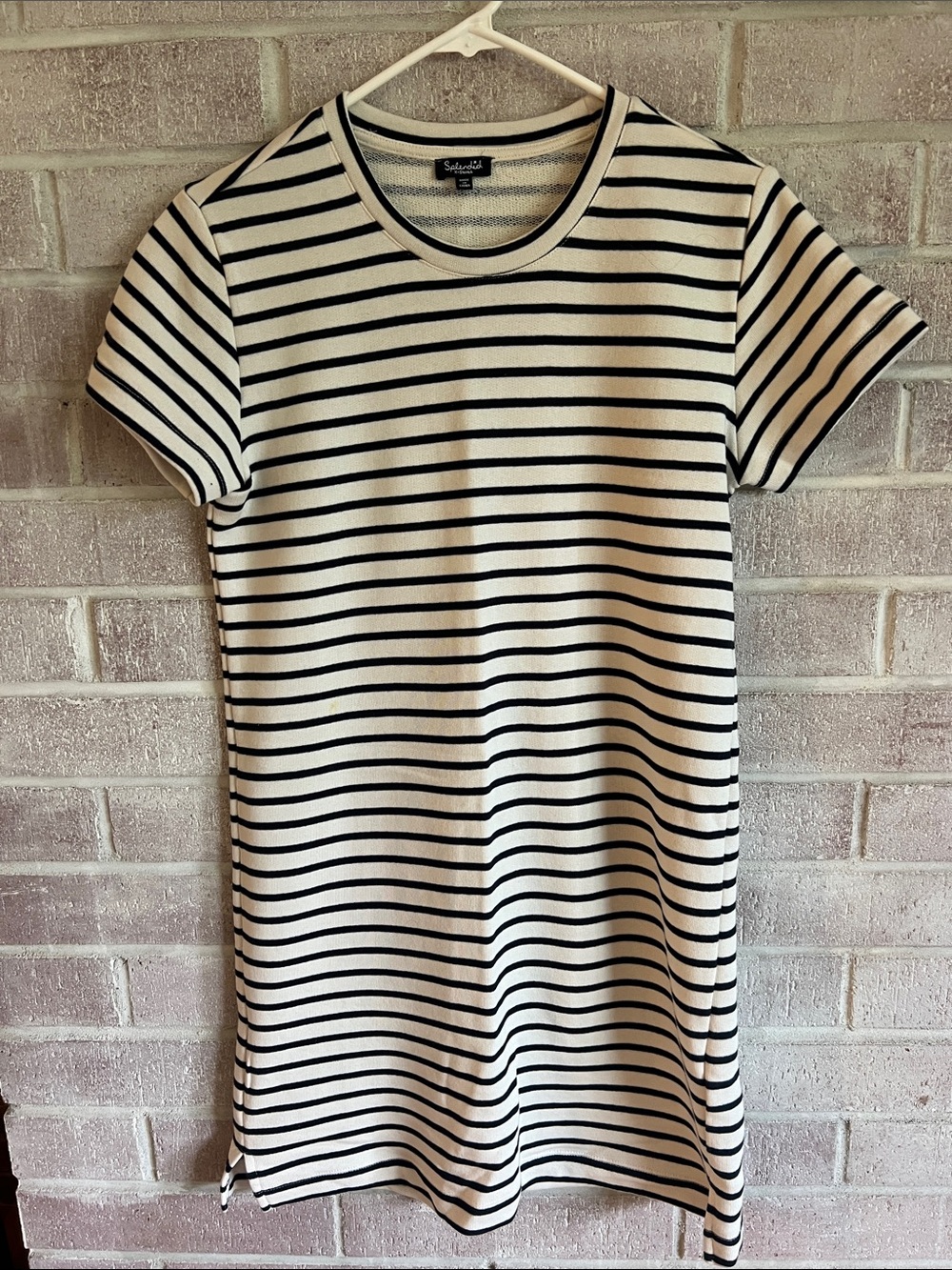 Splendid Black & White Striped Tee Dress